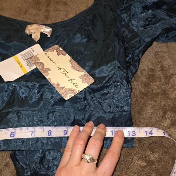 Band Of The Free Camille Wrap Crop Top Boho Teal NWT Medium - Picture 15 of 16